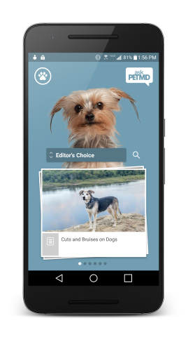 askPETMD provides the most comprehensive collection of content for all things pet care and pet lifestyle. From dogs and cats to specialty pets like fish, reptiles, birds, hamsters and guinea pigs, among others, askPETMD puts all the answers to pet questions in one place - your mobile device. (Photo: Business Wire)