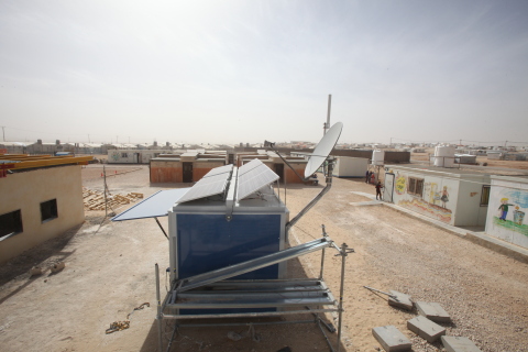 SES And SOLARKIOSK Bring Power and Internet to an Education Centre in a Jordanian Refugee Camp (Photo: Business Wire)