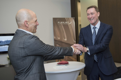 Michael Silvestro, left, Chief Executive Officer of Flexjet, and Ray Jones, right, Managing Director International at Flexjet, announced their international expansion plans on the eve of EBACE 2016. (Photo: Business Wire)