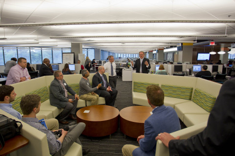 Comcast Sr. Director Cory Limberg highlights the addition of 400 new customer service professionals to the company's recently expanded call center in downtown St. Paul. (Photo: Business Wire)