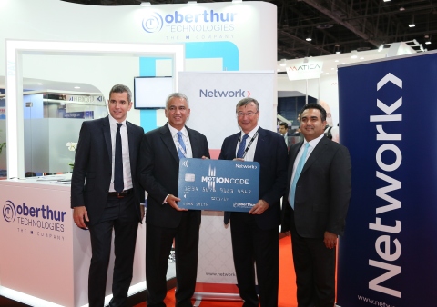 Network International selects OT’s MOTION CODE™ solution to secure online transactions in the Middle East & Africa. Picture from Cards & Payments Middle East trade show, with Frédéric Beylier, Chief Operating Officer at OT, Bhairav Trivedi, Chief Executive Officer at Network International, Eric Duforest, M-BU Managing Director Financial Services Institutions at OT and Muzaffar Khokhar, Regional President for Russia, Middle-East and Africa at OT (Photo: Business Wire)