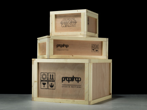 Made-to-order virtually identical replicas will come with custom display pedestals, packed in branded wooden crates that are inspired by the real crates used to ship the film props. (Photo: Business Wire)
