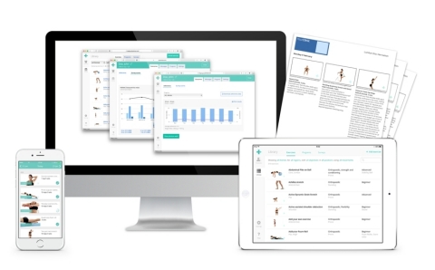 Physitrack allows professional users to assign over 3000 clinically verified exercises and track outcomes with a sophisticated PROM engine that also allows for clinical trial-like analysis with realtime cohorts. Late summer 2016, the platform will also allow clincial users to enhance their patient offering with their own telemedicine service. (Photo: Business Wire)
