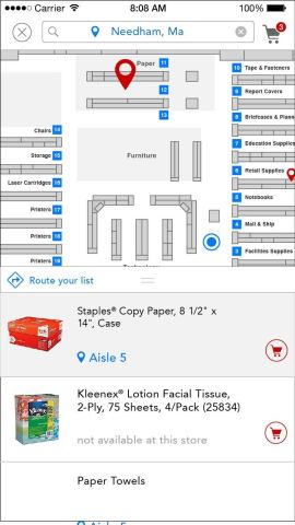 Interactive store map on Staples iPhone app (Graphic: Business Wire)