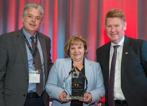 Left to right: Darrin Noble (CPCA Board Member), Laura Johnston (Axalta Canada Technical and Regulatory Manager), Tim Vogel (CPCA Board Chair) (Photo: Axalta)
