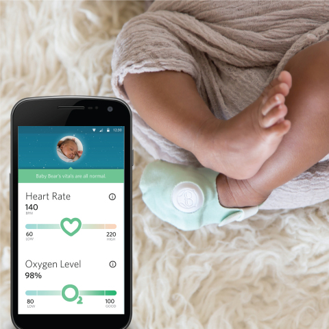 The new Android companion app for the Owlet Baby Monitor allows parents to view live vitals while their little one sleeps, and is designed to alert if heart rate or oxygen levels fall outside of range. (Photo: Business Wire)
