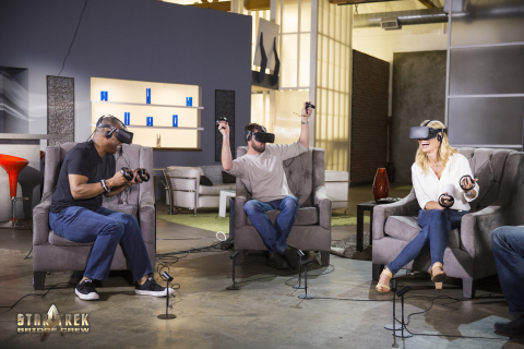 Star Trek actors LeVar Burton, Karl Urban and Jerri Ryan play Ubisoft's Star Trek: Bridge Crew, a new Virtual Reality (VR) game. (Photo: Business Wire)	