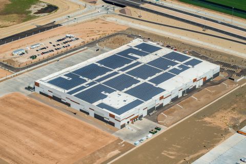 With the help of Blue Oak Energy, REI’s latest solar system will offset 100 percent of the new distribution facility’s annual electricity consumption, helping the company reach its goal of achieving a net zero operation. (Photo: Business Wire)