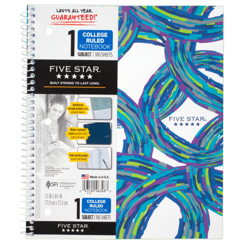 Five Star Style 1-Subject Notebook (Photo: Business Wire)