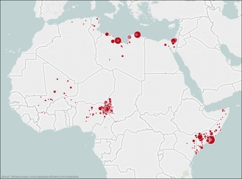 Militant Islamist Group Attacks in 2015, as recorded by IHS JTIC (Graphic: Business Wire)