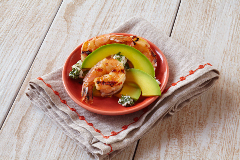 Chef Pink's Chili and Honey Glazed Shrimp (photo credit: California Avocado Commission)