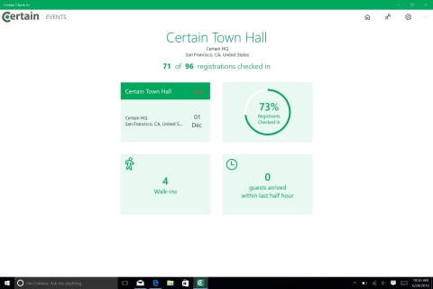 Certain Check-In Event Dashboard for Windows 10 (Graphic: Business Wire)