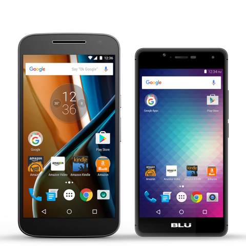 Prime Exclusive Moto G and BLU R1 HD (Photo: Business Wire)