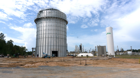 Anellotech's T-Cat8 unit in a 102 ft. tall building at SHR's Silsbee, TX location (Photo: Business Wire)