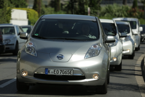 Nissan EV convoy in Cannes