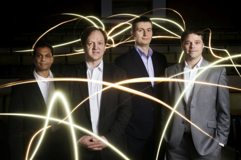 Professor Harald Haas (at second from left) and the pureLiFi team (Photo: Business Wire)