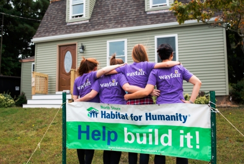 Wayfair employees helping out with a Habitat for Humanity build. (Photo: Business Wire).