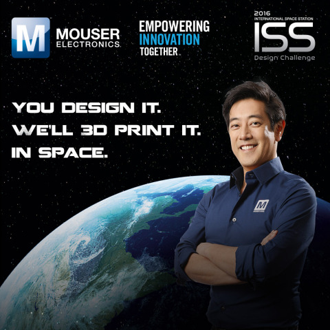 Global distributor Mouser Electronics and engineer spokesperson Grant Imahara are teaming up for the International Space Station (I.S.S.) Design Challenge, part of Mouser's Empowering Innovation Together program. This new challenge is a call to create a project that helps I.S.S. astronauts, with the winning design 3D-printed aboard the I.S.S. To learn more, visit www.mouser.com/empowering-innovation. (Graphic: Business Wire)