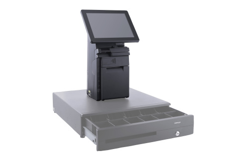 With a tiny 6” x 6” footprint, the HS3510 takes up less than half the space a typical POS system would occupy, yet comes fully featured with a 10" touch screen, processor to run virtually any Windows software, MSR, scanner and easily replaceable printer for maximum serviceability and uptime. (Photo: Business Wire)