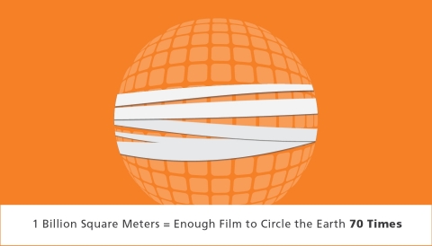 Carestream produces more than 1 billion square meters of DRYVIEW Laser Imaging Film and other specialty films at its Oregon facility -- enough film to circle the earth 70 times. (Graphic: Business Wire)