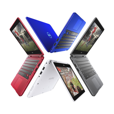 The Inspiron 11 3000 2-in-1 is a laptop and tablet in one, available in various colors, affordable and ultra-portable, thanks to a 360 degree hinge. (Photo: Business Wire)