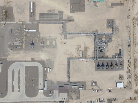 Aerial photo of the construction of EagleClaw Midstream’s new 200 MMcf/d cryogenic processing plant  ... 