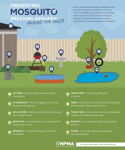Diagram showing what to look for when inspecting your property for mosquito breeding grounds (Graphic: Business Wire)