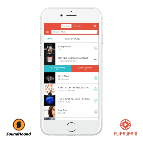 Create your Flipagram using one of SoundHound's Top Trending Hits. (Photo: Business Wire)