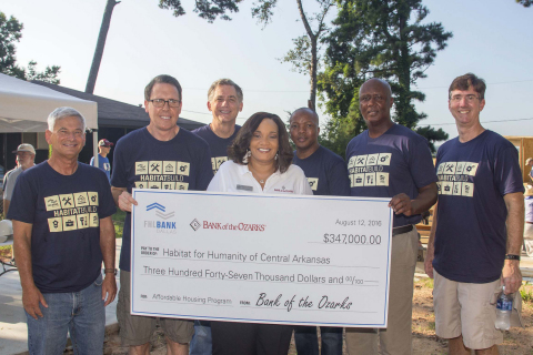 U.S. Representative French Hill (AR-2) today joined representatives from the Federal Home Loan Bank of Dallas, Bank of the Ozarks, and Habitat for Humanity of Central Arkansas for a “wall-raising” event and to celebrate $347,000 in Affordable Housing Program (AHP) grants. (Photo: Business Wire)