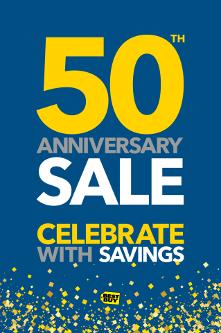Best Buy turns 50 on Aug. 22, and to celebrate, customers can save on 50 deals for 50 hours. (Graphic: Business Wire)