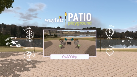 Wayfair launches Patio Playground virtual reality app to customize outdoor spaces with furnishings and décor. (Photo: Business Wire)