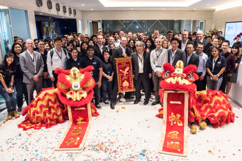 ServiceSource executives, employees and clients celebrate the company's grand opening of the new location of its Asia-Pacific headquarters in Singapore. (Photo: Business Wire)
