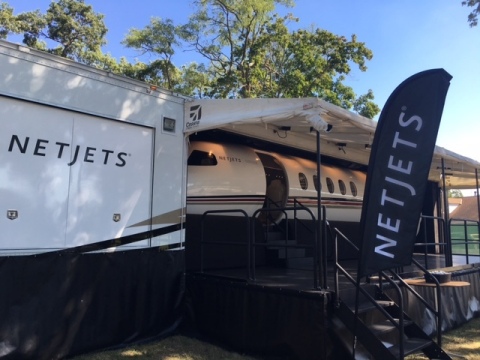 As part of NetJets’ long-term partnership with the PGA TOUR, a Citation Latitude mock is on display at the 14th hole during the tournament for spectators to visit at The Barclays, August 25-27.  (Photo: Business Wire)