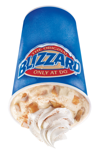 The Apple Pie Blizzard Treat is a sweet blend of real Granny Smith apple pie filling and cinnamon pie pieces blended with DQ signature vanilla soft serve topped with whipped topping and cinnamon. (Photo: Business Wire)