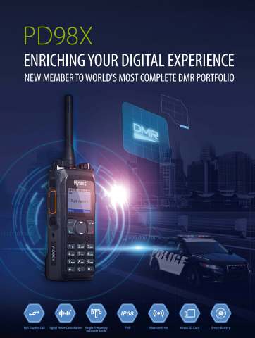 Hytera Launches Latest DMR Handheld Radio PD98X (Photo: Business Wire)