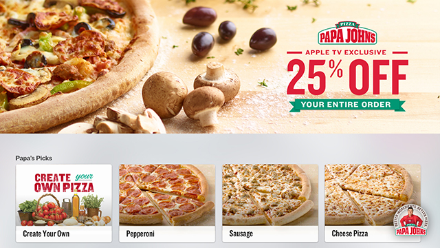 Papa John's unveils customizable pizza ordering app for Apple TV