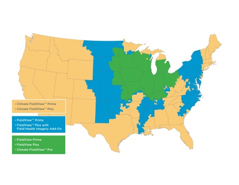 Climate FieldView™ Platform: U.S. Geographic Availability (Graphic: Business Wire)