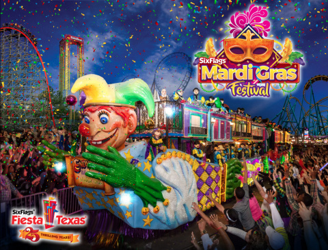 A colorful new Mardi Gras Festival, featuring eight authentic parade floats artfully created by a renowned New Orleans float designer, will be featured March 24 through April 30, 2017 at Six Flags Fiesta Texas. (Photo: Business Wire)