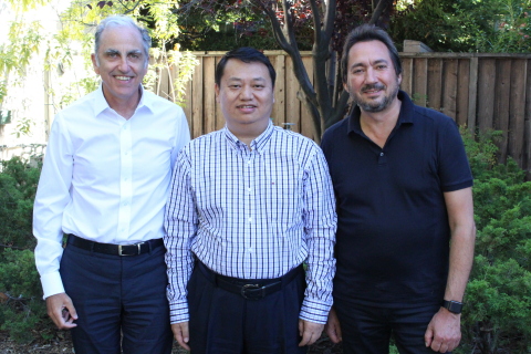 Mr Liu, founder of iHealth and chairman at Andon Group, between Marc Berrebi and Stephane Schinazi, co-founders of eDevice. (Photo: eDevice)