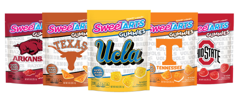 Timed to College Football Season, SweeTARTS Launches Five All New Custom SweeTARTS Gummies featuring school mascots from UCLA, University of Texas, University of Tennessee, The Ohio State University and University of Arkansas (Photo: Business Wire)