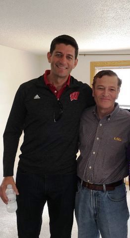 Speaker of the House Paul Ryan and Abode Properties CEO Daniel Moos enjoy the LSU Wisconsin game. (Photo: Business Wire)