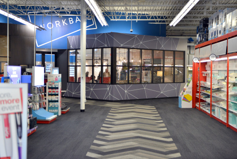 Workbar at Staples location at the Brighton, Mass., Staples store on Tuesday, Sept. 13, 2016. Staples and Workbar are creating more productive workspaces with coworking locations within three Massachusetts Staples stores. (Josh Reynolds /AP Images for Staples)