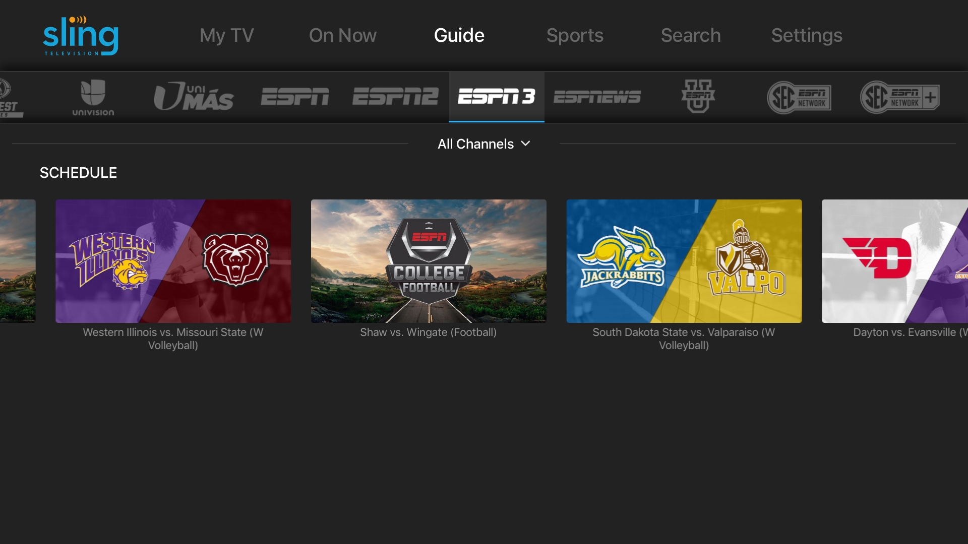 ESPN3 Content Joins Sling TV Channel Guide, a First for the Pay-TV Industry Business Wire