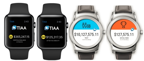 TIAA's wearable app for financial and retirement planning available for Apple Watch and Android Wear models (Photo: Business Wire)
