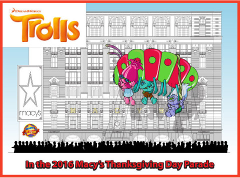 DreamWorks Trolls will debut a multi-character giant balloon in the 90th Anniversary Macy’s Thanksgiving Day Parade, Thursday, Nov. 24.