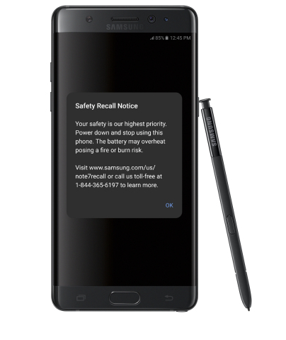 Safety Alert: Post Software Update on recalled Note7 (Photo: Business Wire)