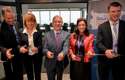 ServiceSource executives and the Mayor of Sofia celebrate the  grand opening of the company's newest delivery center with a ceremonial ribbon-cutting ceremony. (Photo: Business Wire)