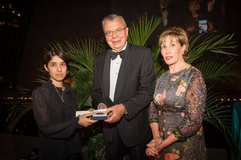 (left - right) Nadia Murad (Honoree), Yuri Fedtov (Executive Director, United Nations Office on Drugs and Crime), Catherine Reynolds (Founder and CEO, Catherine B. Reynolds Foundation) (Photo: Business Wire)