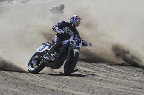 The Indian Scout FTR750 was piloted in its debut by AMA flat track racing legend Joe Kopp on Sunday, September 25 at the Ramspur Winery Santa Rosa Mile AMA Pro Flat Track race in Santa Rosa, California. (Photo: Barry Hathaway/Indian Motorcycle)