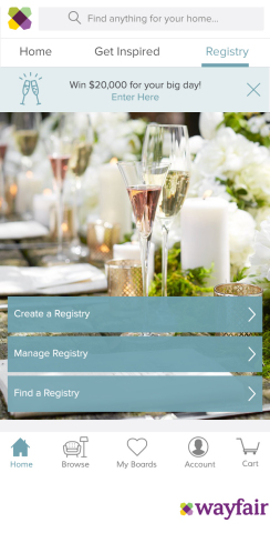 Wayfair launches first wedding registry for every room of the home, accessible on desktop, mobile ap ... 